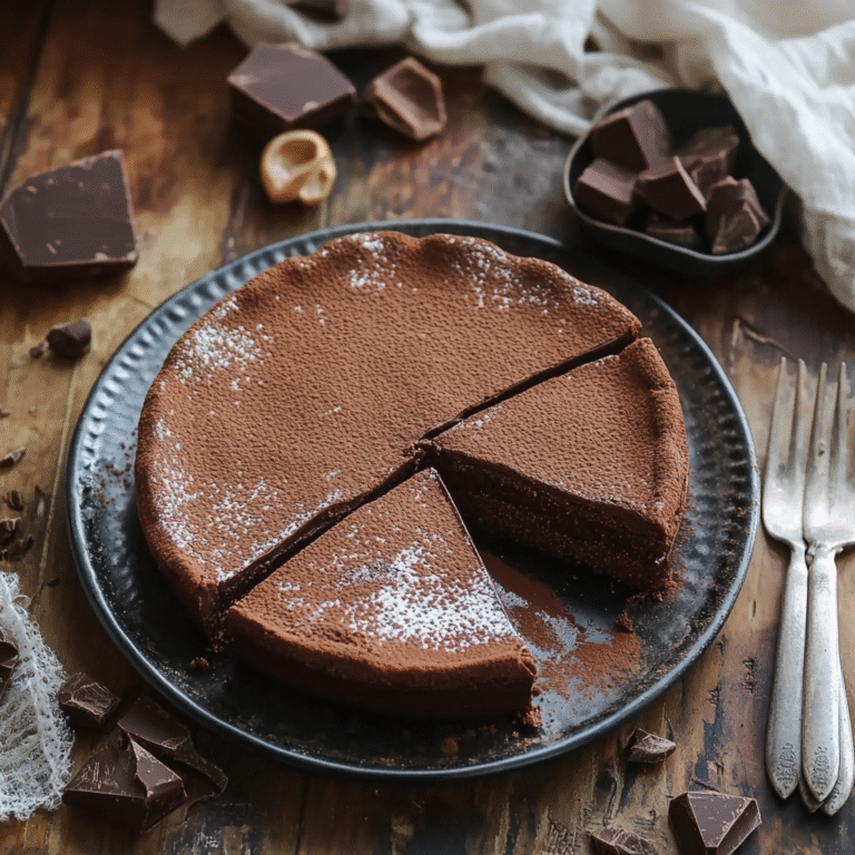 Torta tenerina al cioccolato con crosticina croccante e cuore morbido.