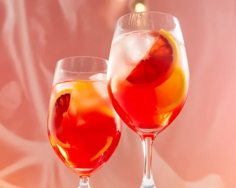 Cocktail Campari Spritz servito con ghiaccio e fettina d'arancia