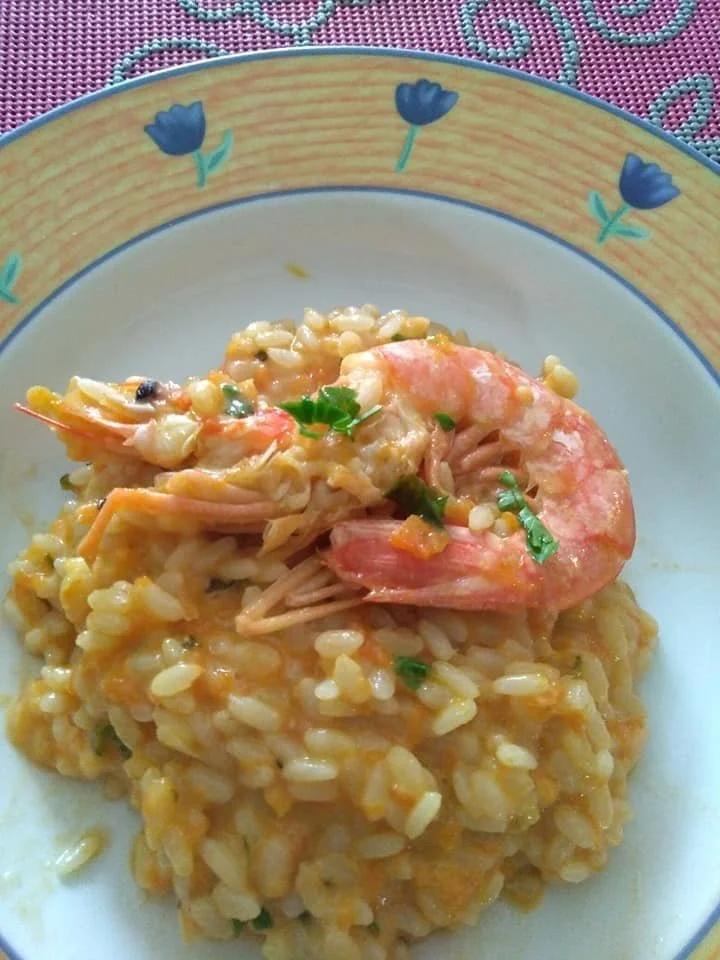 Risotto di zucca e gamberoni, piatto cremoso e saporito di Alessia la Posta