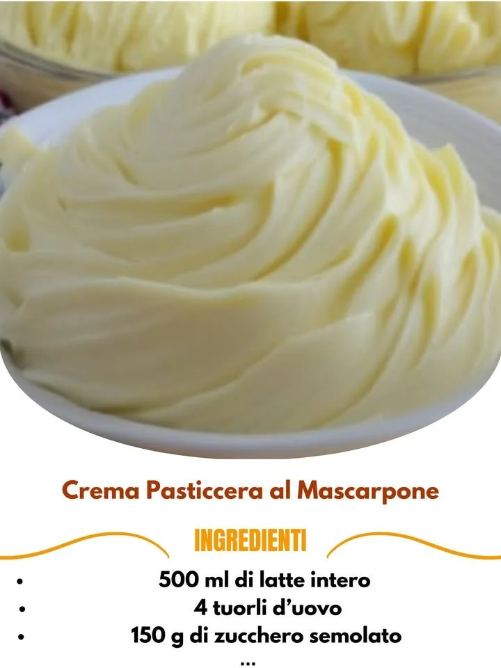 Crema pasticcera al mascarpone decorata con frutta fresca.