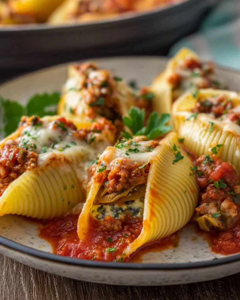 Conchiglioni Ripieni di Melanzane, Ricotta e Provolone appena sfornati