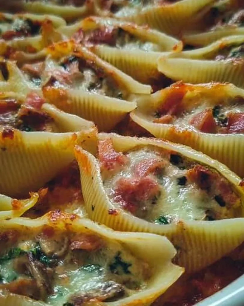 Conchiglioni ripieni in bianco con ripieno cremoso e ingredienti freschi