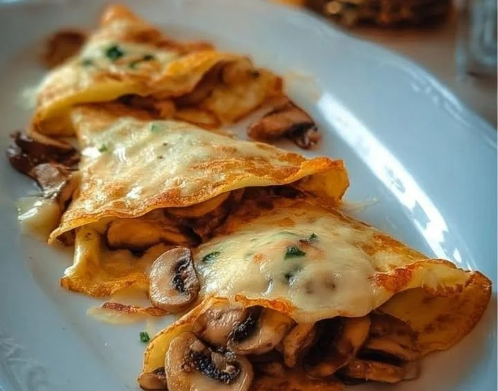 Crepe pockets farciti con funghi freschi e spezie