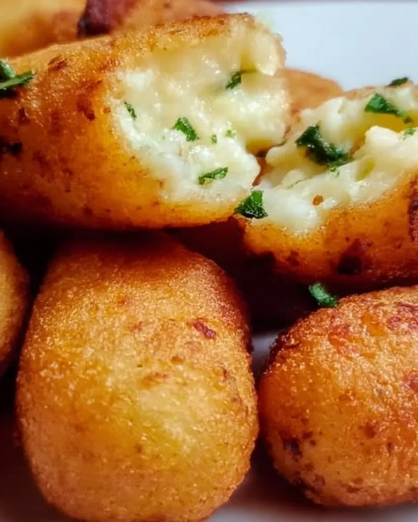 Crocché di patate napoletane dorate e croccanti servite su un piatto.