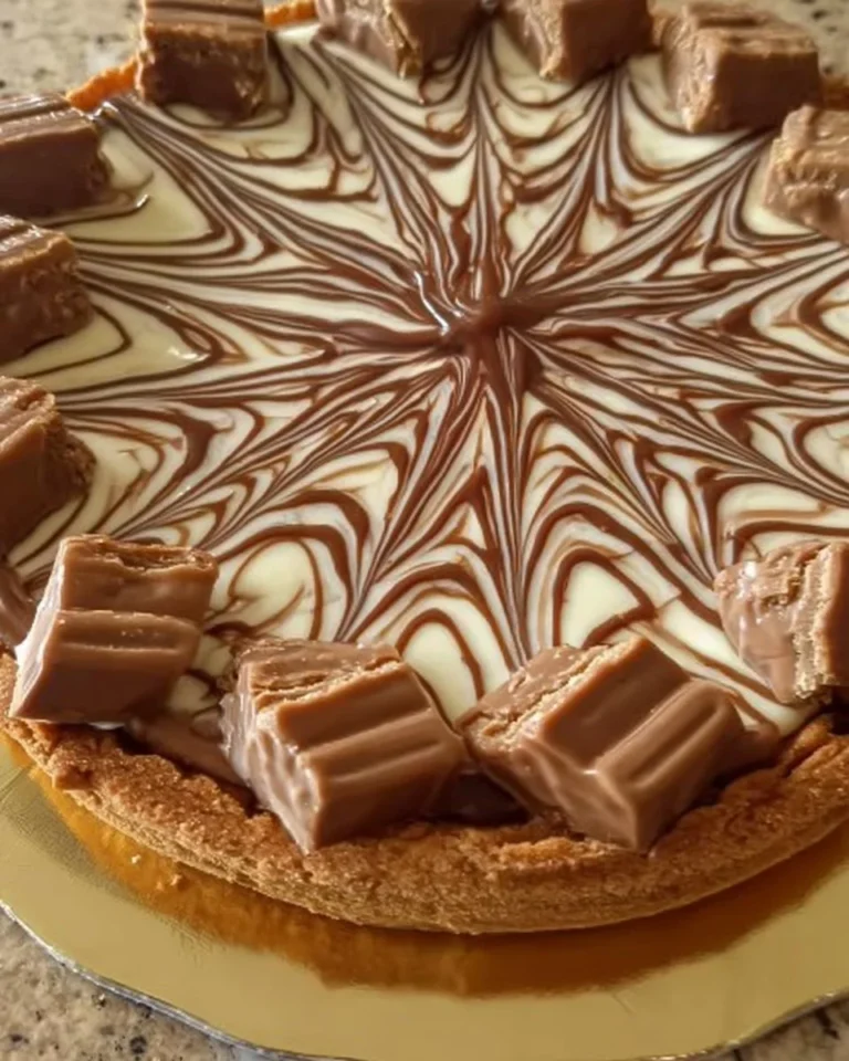 Crostata morbida Kinder Bueno con crema cioccolato e nocciola decorata.