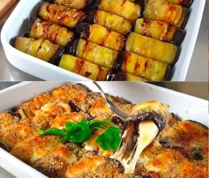 Involtini di melanzane ripieni e gratinati al forno, piatto mediterraneo delizioso