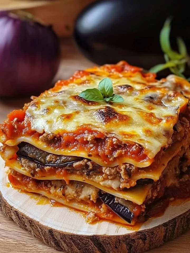Lasagna Saporita di Salsiccia e Melanzane, un piatto tradizionale italiano.