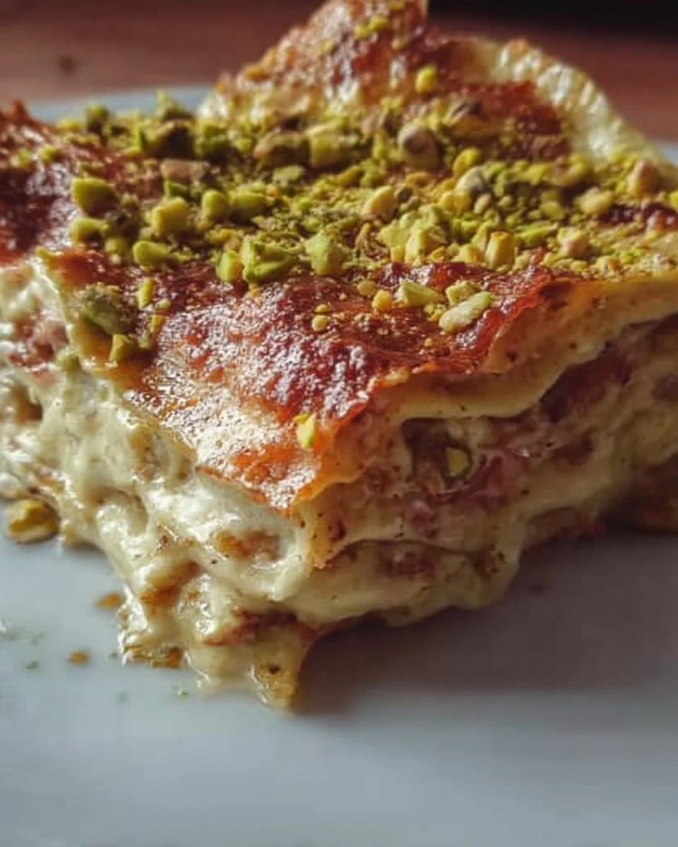 Lasagne con mortadella e pistacchi, un piatto tradizionale italiano