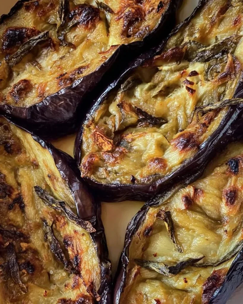 Melanzane arrosto al forno dorate e saporite pronte da servire