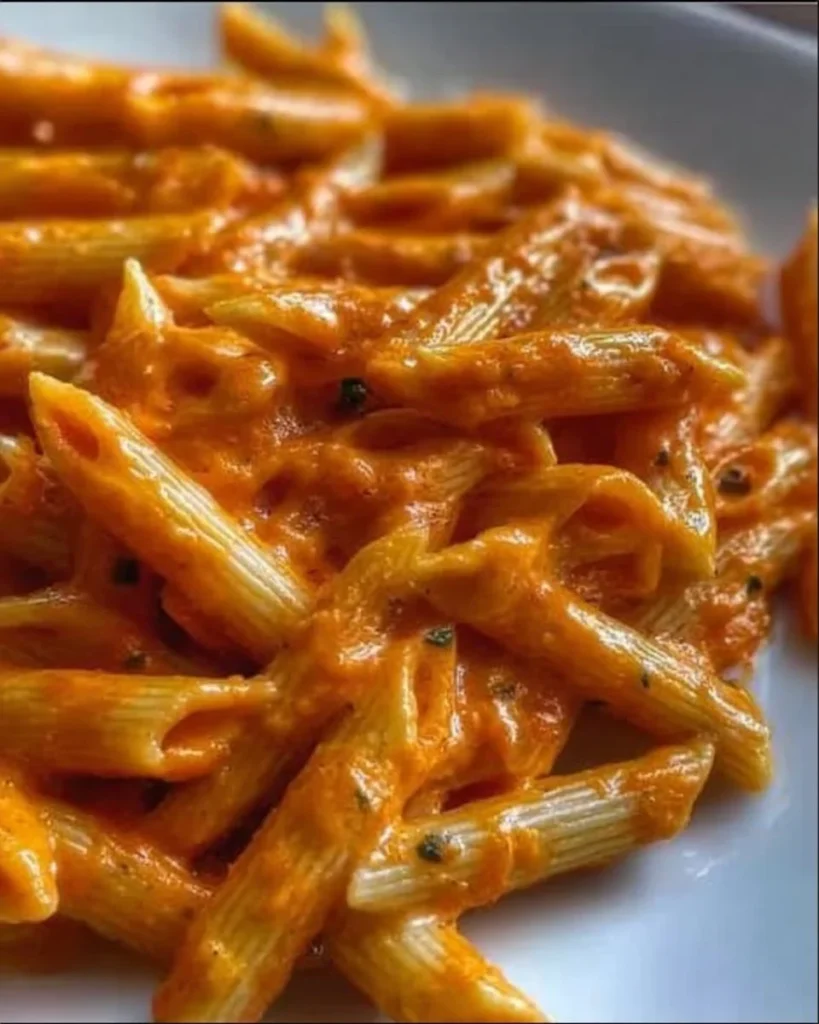 Piatto di Penne alla Vodka in una salsa cremosa e ricca