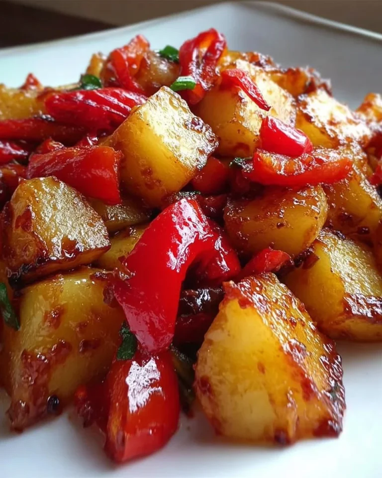 Piatto di Peperoni e Patate cucinati con erbe aromatiche