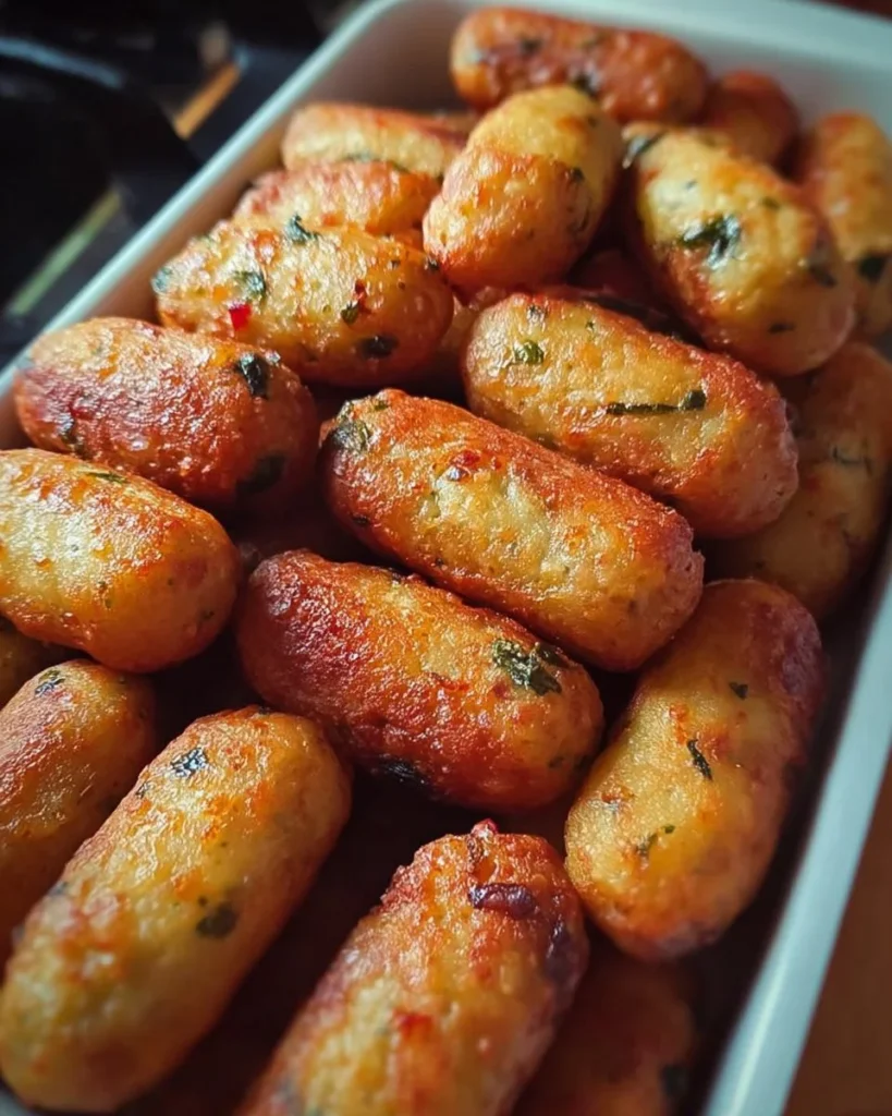 Polpette di patate dorate e gustose su un piatto