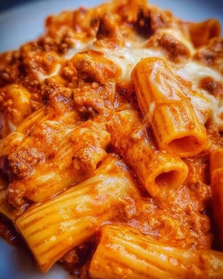 Piatto di rigatoni con besciamella, ragù bolognese e provola