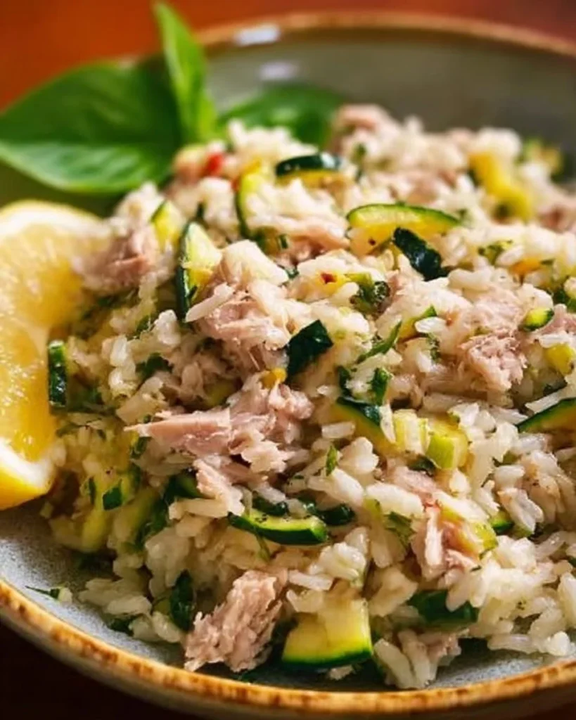 Riso freddo tonno e zucchine, un piatto estivo fresco e delizioso.