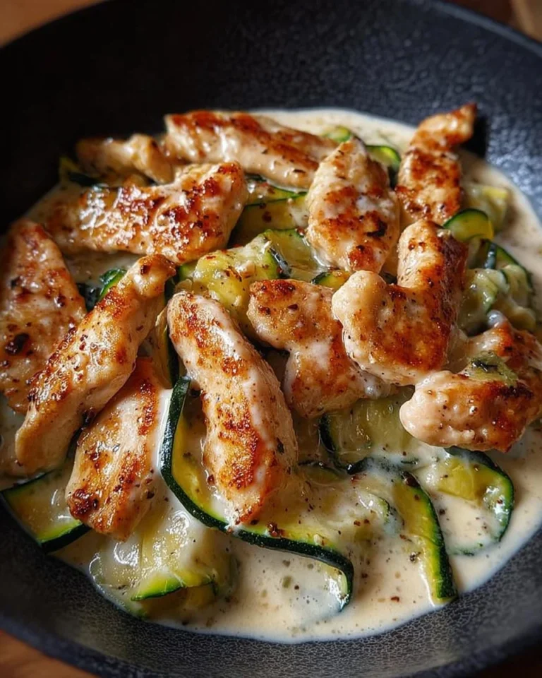 Straccetti di Pollo con Zucchine e Crema di Latte