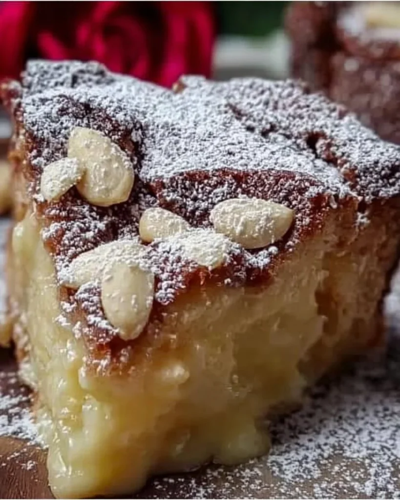 Fetta di Torta della Nonna servita su piatto decorativo