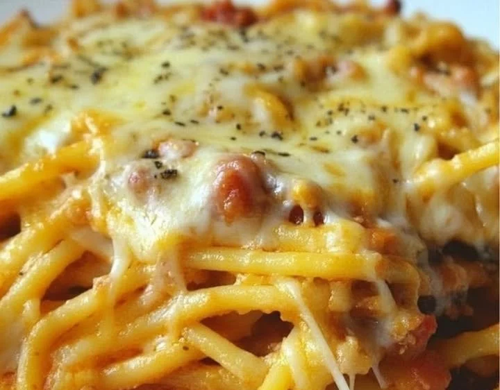 Trofie con zafferano, funghi, provolone e pancetta, un piatto tradizionale italiano.