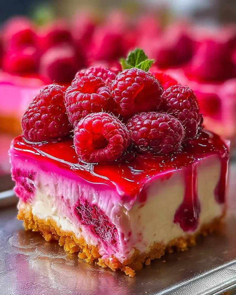Cheesecake di lamponi in velluto rosa, un dessert cremoso e raffinato.
