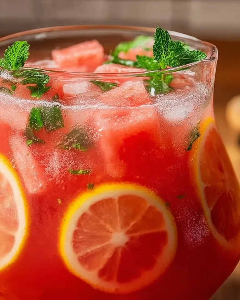 Bicchiere di limonata all’anguria servita con fette di anguria fresca