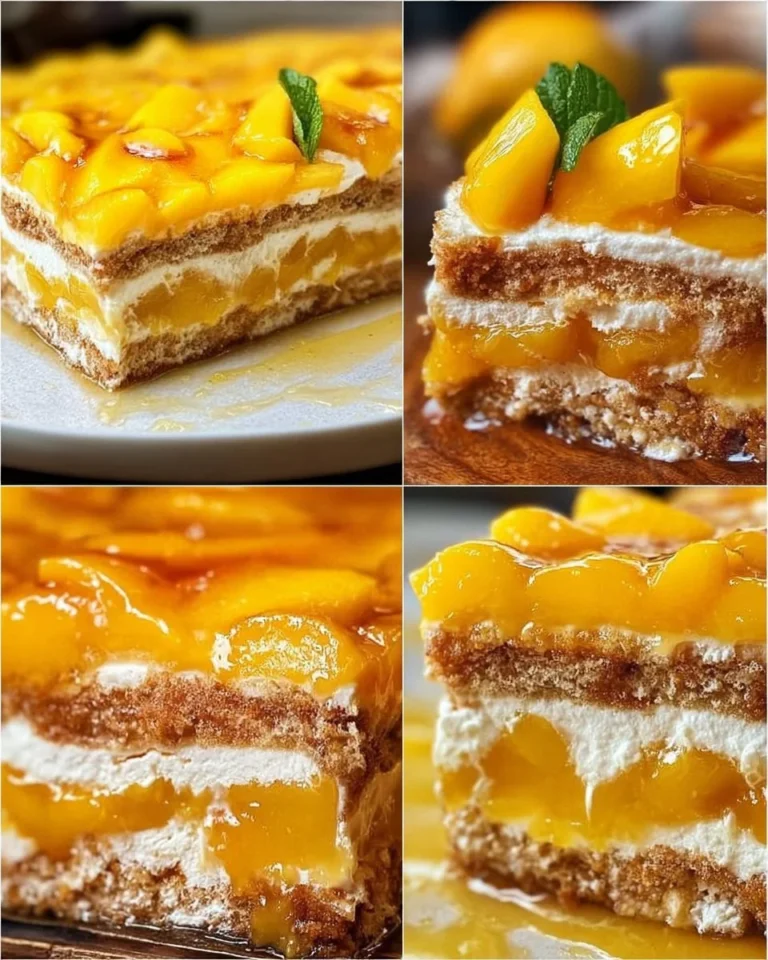 Torta al frigorifero Mango Graham con fette di mango fresche