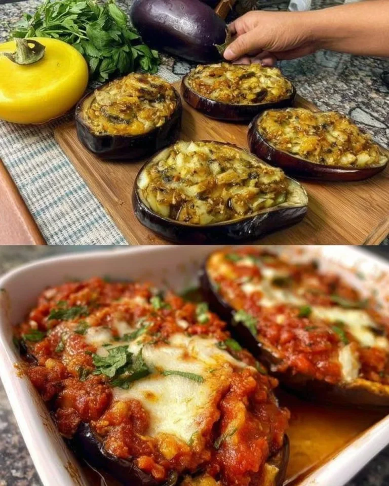 Melanzane ripiene preparate con ingredienti freschi e saporiti