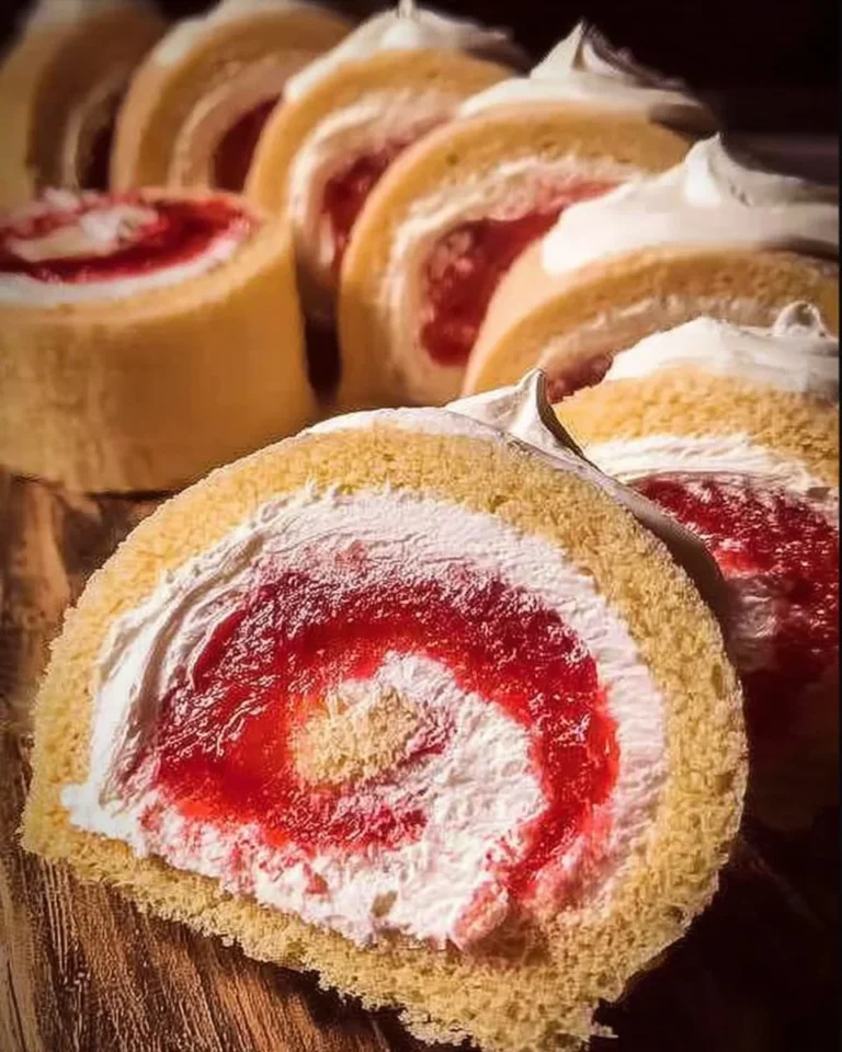 Rotolo alchermes con crema al burro, dolce italiano tradizionale