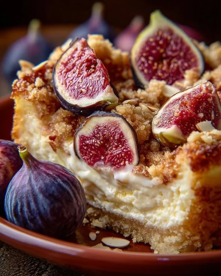 Sbriciolata di Ricotta con Fichi e Mandorle su un piatto