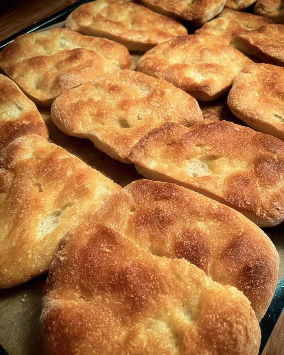 Sfoglie di pane dorate e croccanti, pronte da gustare.