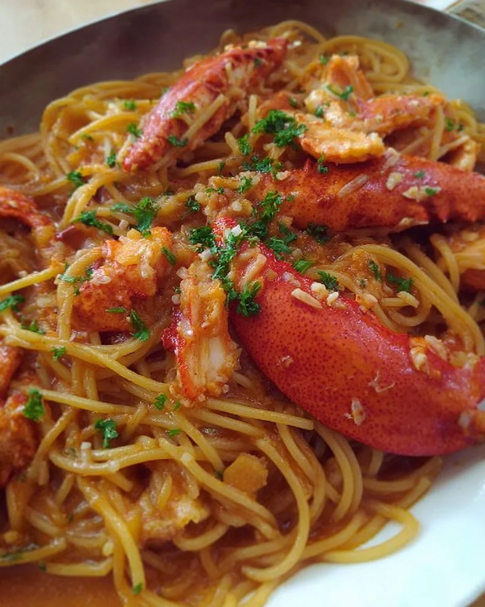 Spaghetti all' Aragosta con crostacei freschi e salsa deliziosa