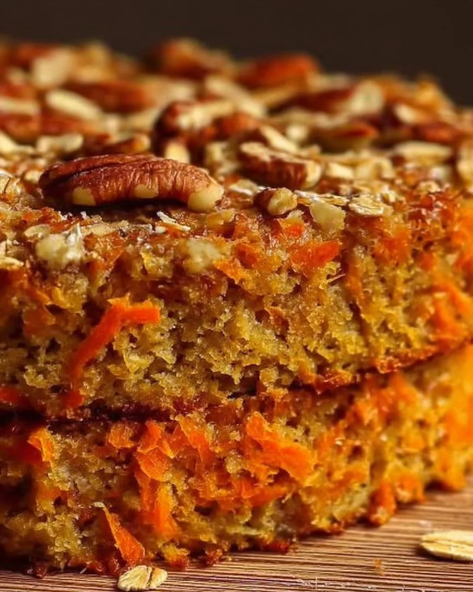 Torta di Fiocchi d'Avena e Carote appena sfornata su un piatto