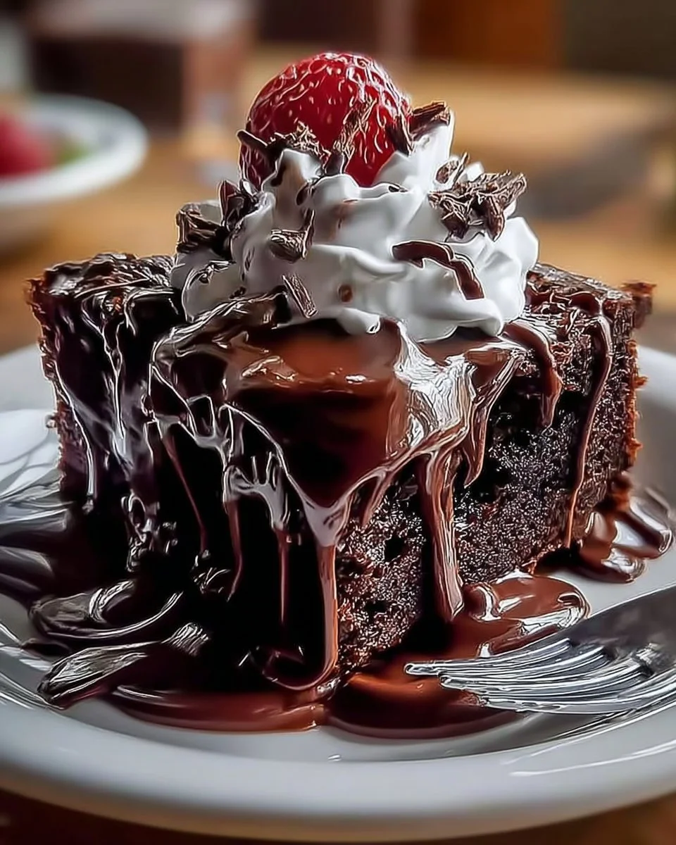Torta di pudding al fondente di cioccolato caldo, dessert goloso e cremoso.
