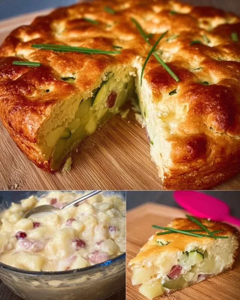 Un'immagine di torta salata 7 vasetti pronta da servire.