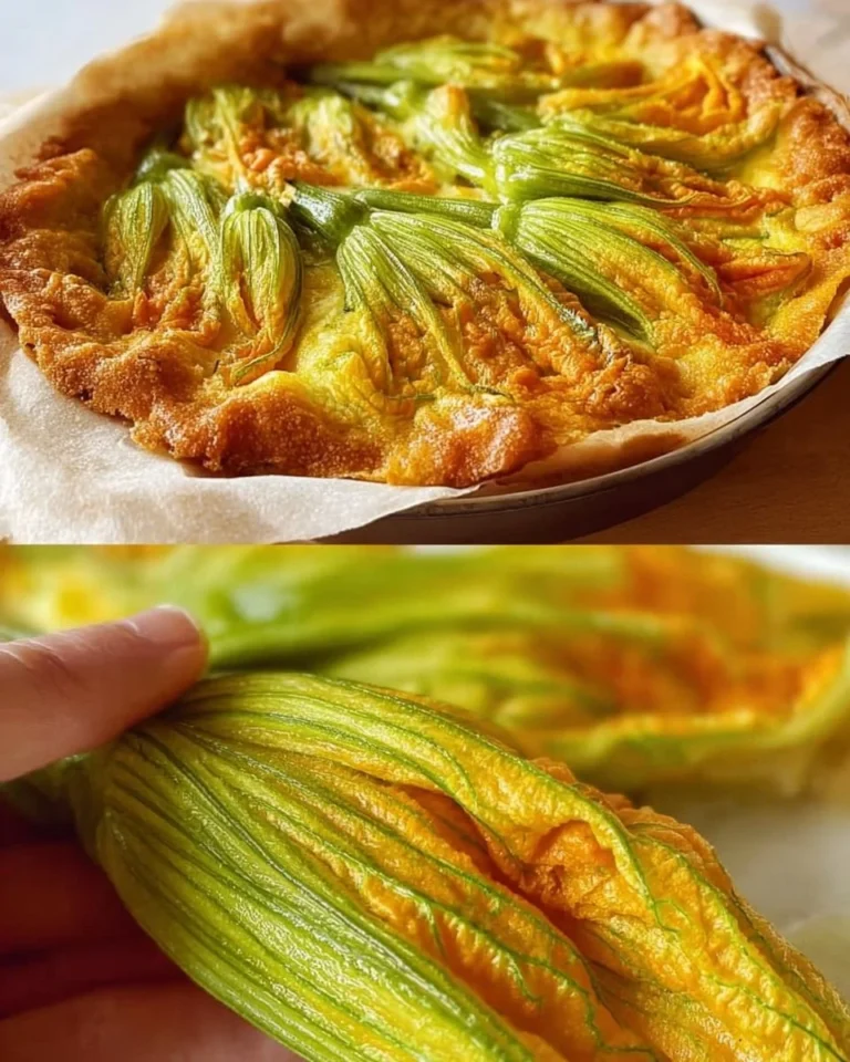 Tortino di Fiori di Zucca appena sfornato, un piatto tipico della cucina italiana.