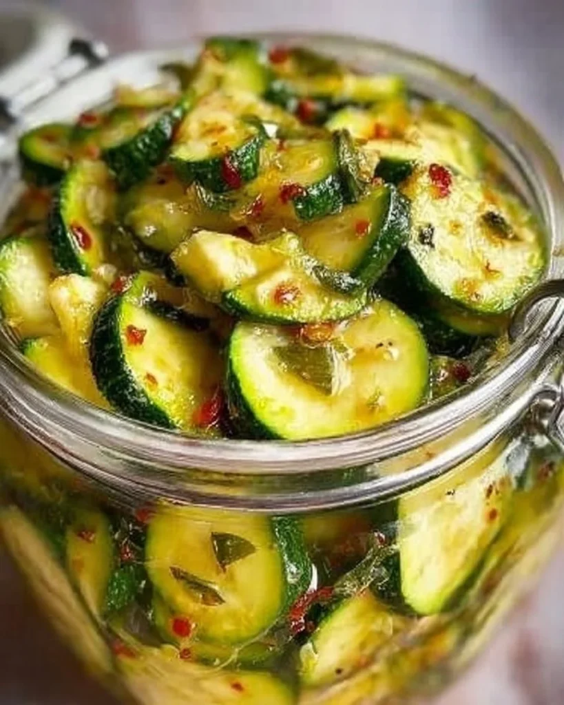 Zucchine Marinate in un piatto con condimenti freschi
