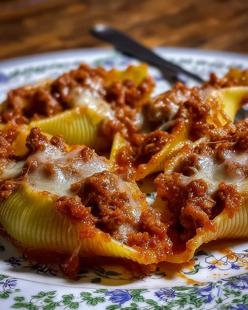 Conchiglioni al forno ripieni con ragù alla siciliana e besciamella in una teglia