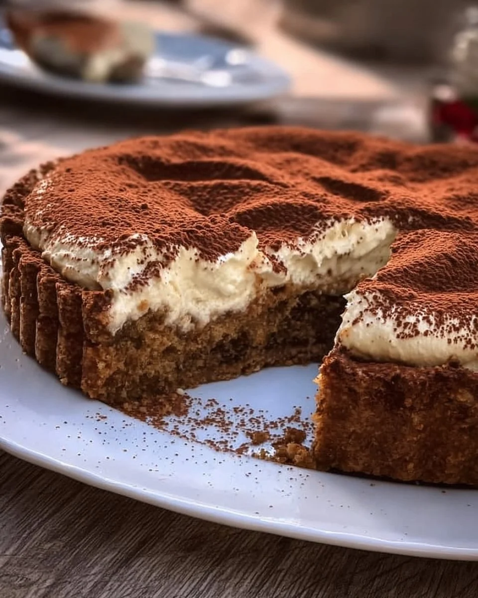 Crostata morbida al tiramisù con crema e cacao
