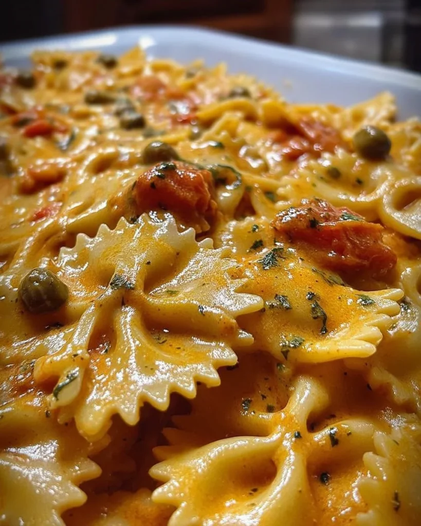 Piatto di Farfalle alla Boscaiola con funghi e pancetta, ricetta italiana