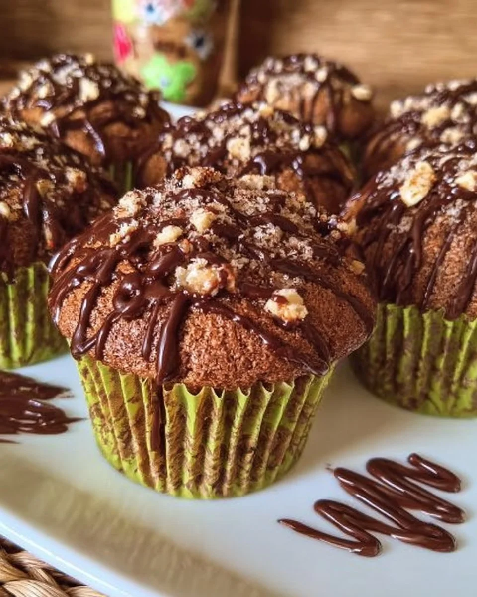 Muffin alla Nutella freschi e soffici, pronti per essere gustati.