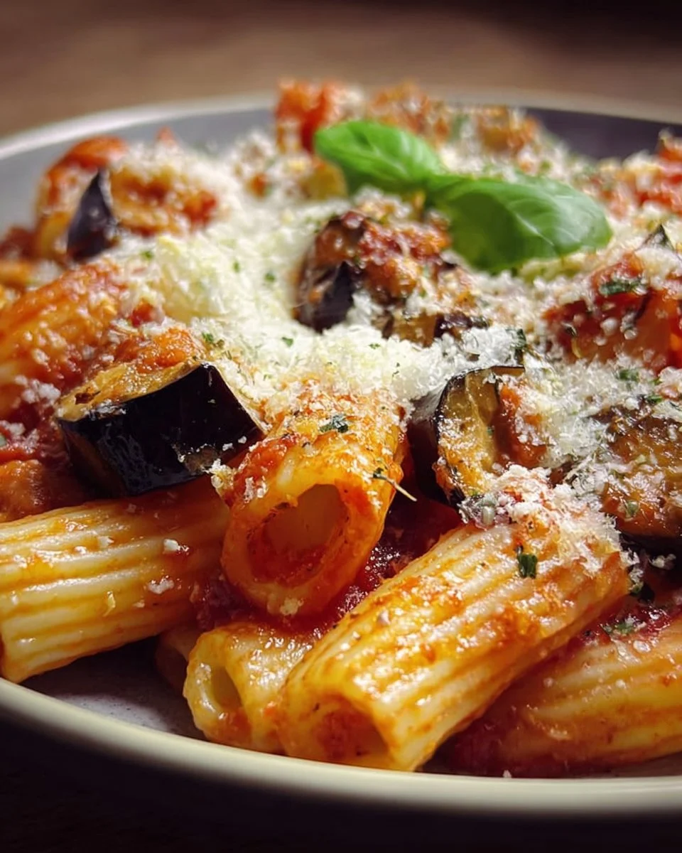 Pasta alla Norma con melanzane, pomodoro e ricotta salata