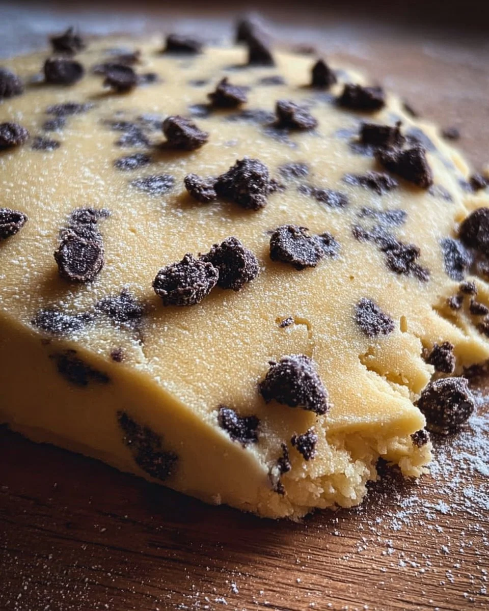Pasta frolla con gocce di cioccolato fondente appena sfornata