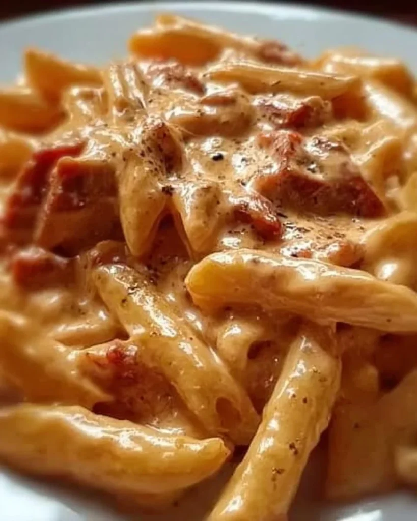 Penne affumicate servite con ingredienti freschi e aromatici