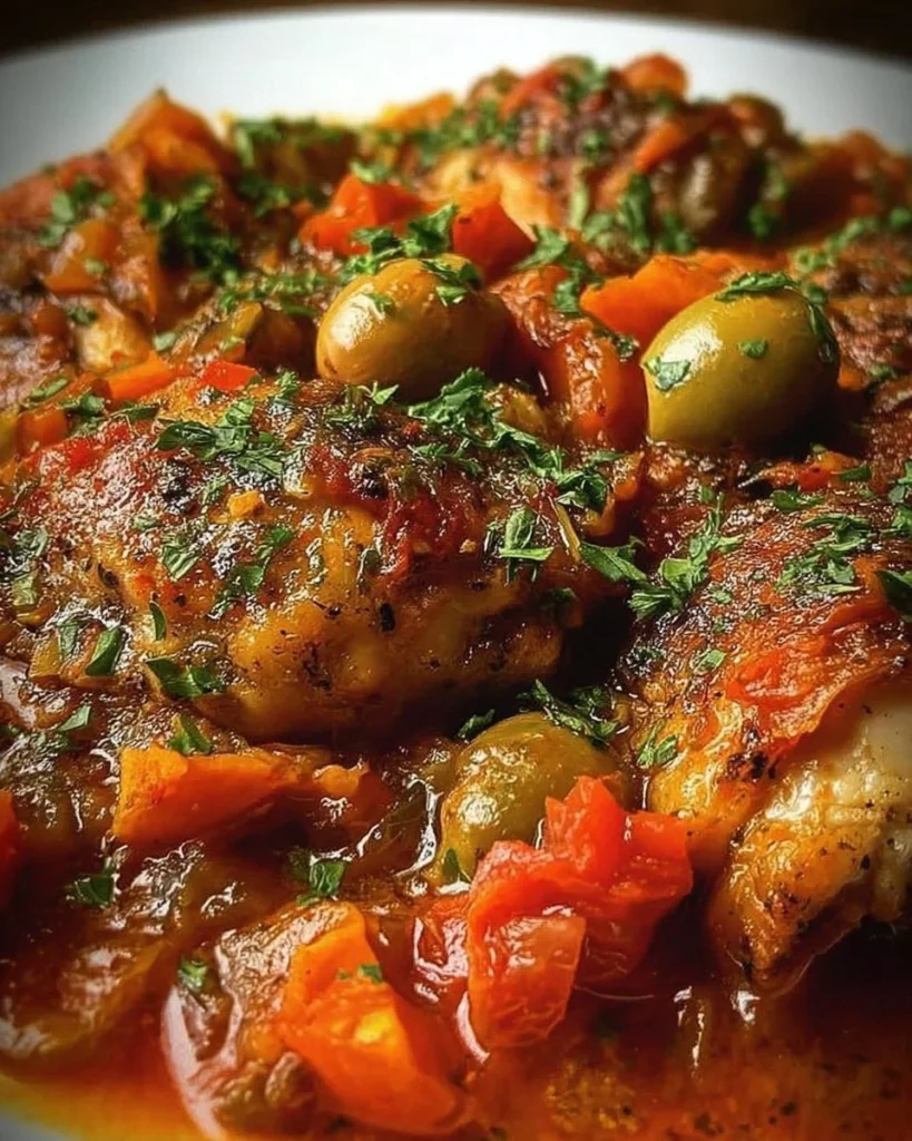 Pollo alla Cacciatora servito con contorni tradizionali italiani