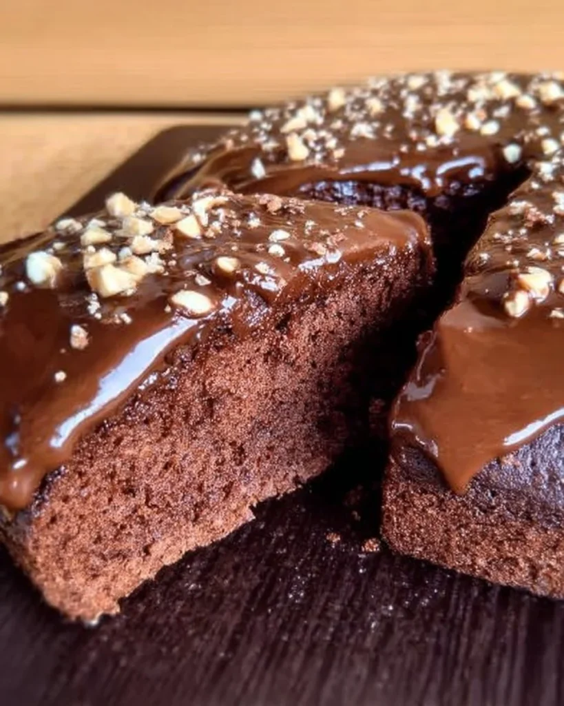 Torta alta e morbida alla Nutella decorata con cioccolato e nocciole