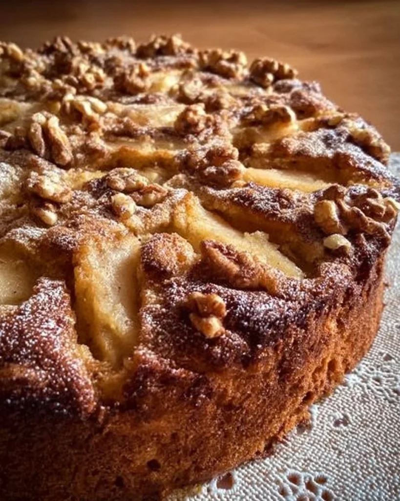 Fetta di Torta Pere e Noci su un piatto elegante