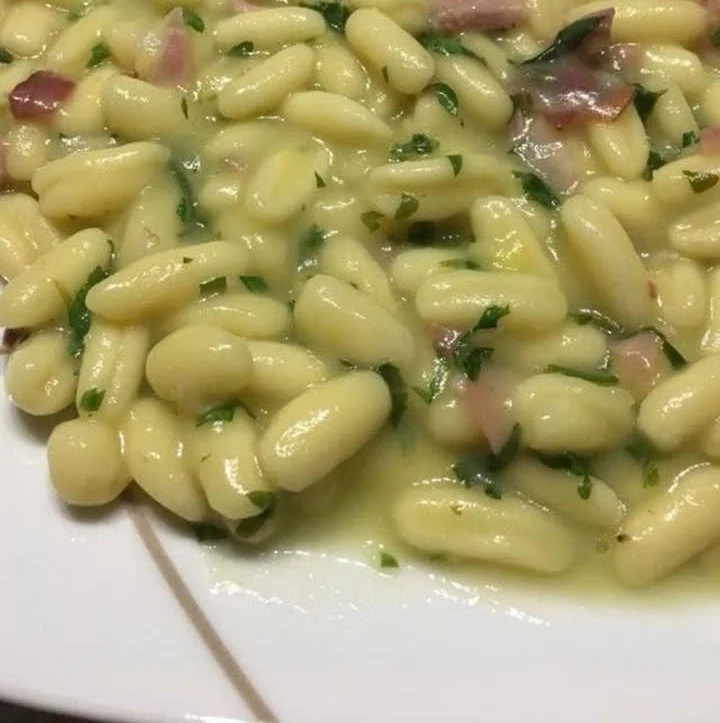 Cavatelli speck, rucola e crema di patate