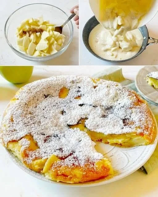 Frittata di Mele fresca e colorata su un piatto, pronta da servire