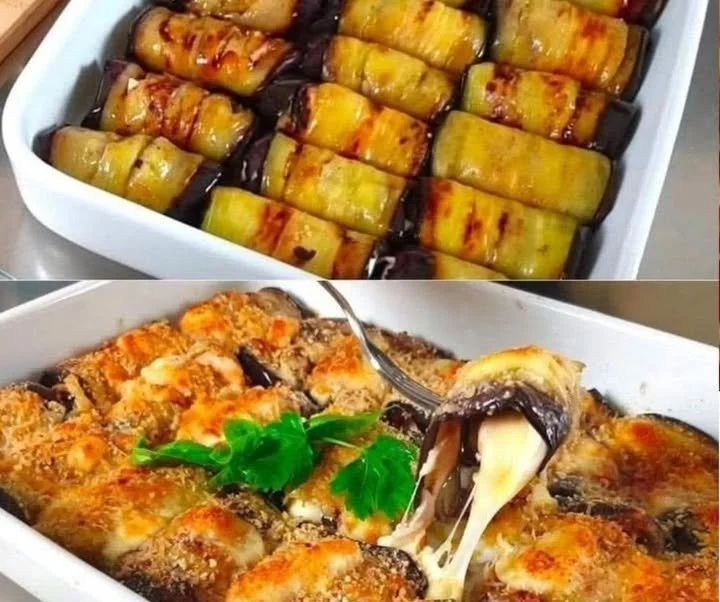 Involtini di melanzane ripieni e gratinati al forno, un piatto gustoso e saporito.