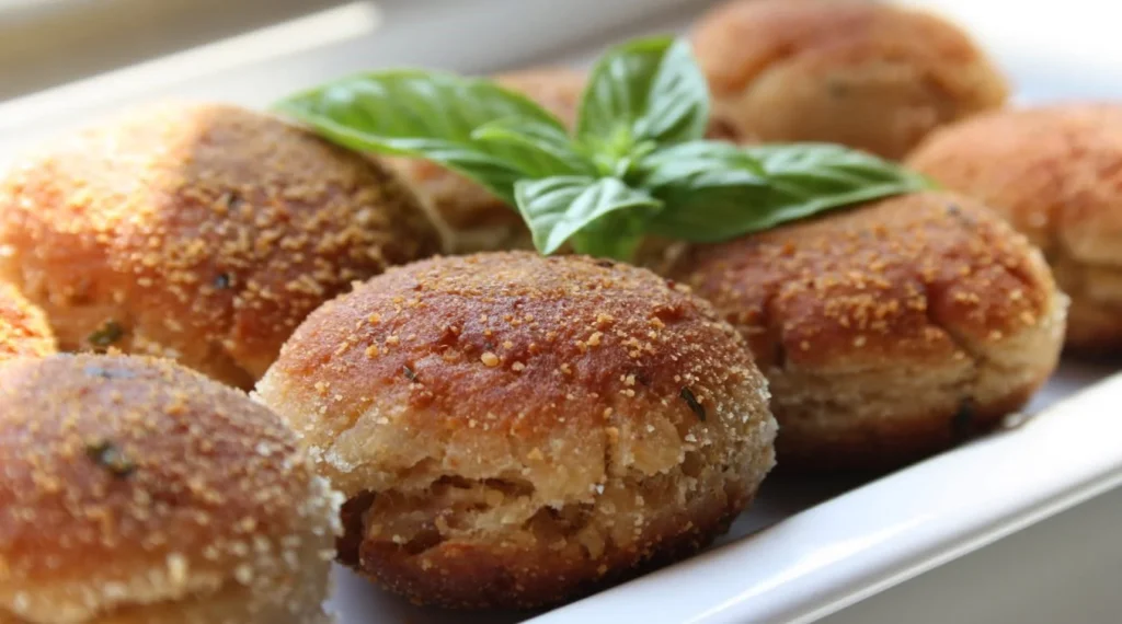 Polpette di tonno e ricotta pronte da servire su un piatto