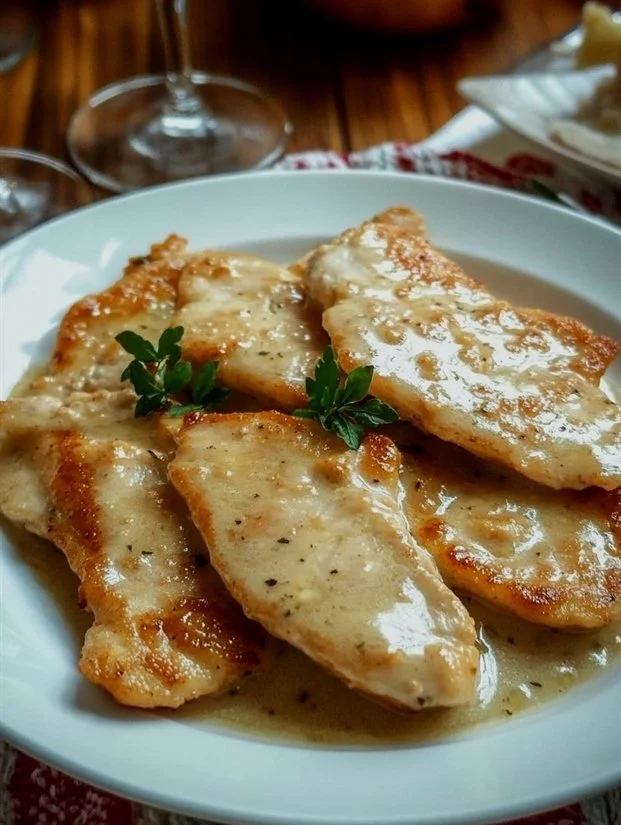 Scaloppine di pollo al vino bianco, ricetta facile e veloce in 20 minuti.
