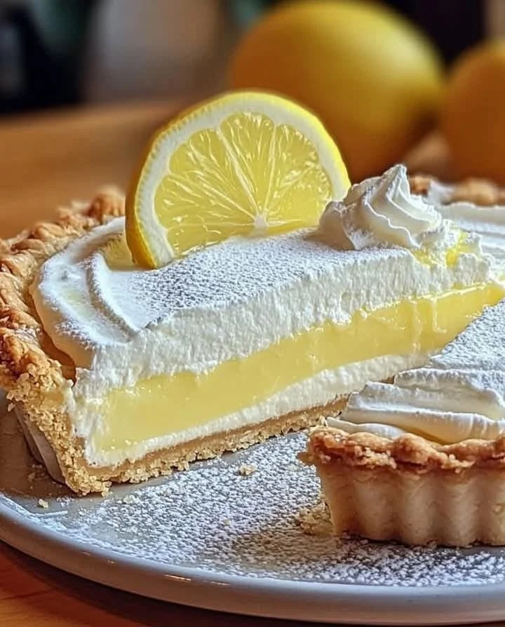 Foto di torta limone con crema al limone e mascarpone, un dolce italiano fresco e cremoso.